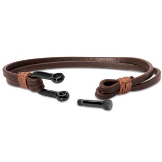 Bruno Magli Mens Paneled Leather Bracelet, Mahogany