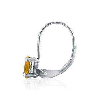 1 1/5 Carat Oval Shape Citrine Leverback Earrings In 14 Karat White Gold