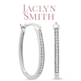 Jaclyn Smith 1/4 Carat Oval Shape Moissanite Hoop Earrings, 1 Inch