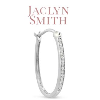 Jaclyn Smith 1/4 Carat Oval Shape Moissanite Hoop Earrings, 1 Inch