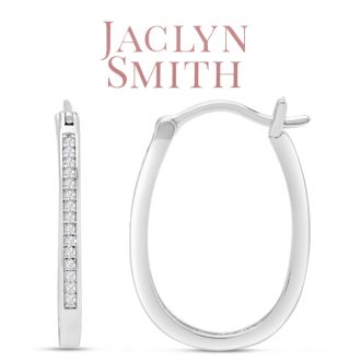 Jaclyn Smith 1/4 Carat Oval Shape Moissanite Hoop Earrings, 1 Inch