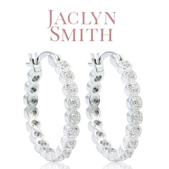 Jaclyn Smith 1/4 Carat Moissanite Hoop Earrings, 3/4 Inch