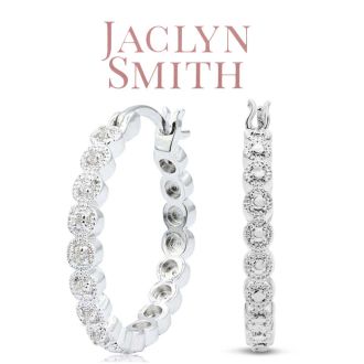 Jaclyn Smith 1/4 Carat Moissanite Hoop Earrings, 3/4 Inch