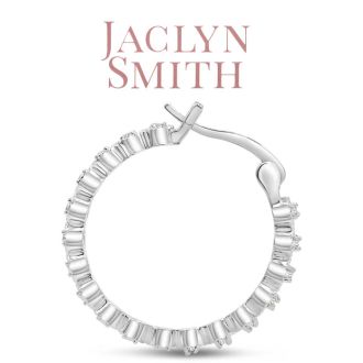 Jaclyn Smith 1/4 Carat Moissanite Hoop Earrings, 3/4 Inch