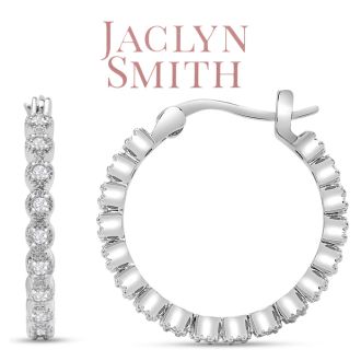 Jaclyn Smith 1/4 Carat Moissanite Hoop Earrings, 3/4 Inch