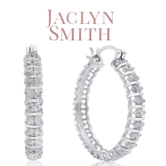 Jaclyn Smith 1/2 Carat Moissanite Hoop Earrings, 1 Inch