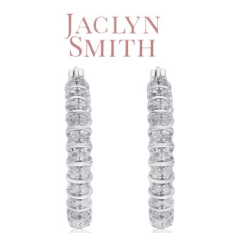 Jaclyn Smith 1/2 Carat Moissanite Hoop Earrings, 1 Inch