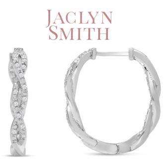 Jaclyn Smith 1/2 Carat Moissanite Infinity Hoop Earrings, 1 Inch