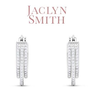 Jaclyn Smith 1/2 Carat Triple Sparkling Moissanite Hoop Earrings