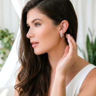 Jaclyn Smith 1/2 Carat Triple Sparkling Moissanite Hoop Earrings