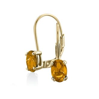 1 1/5 Carat Oval Shape Citrine Leverback Earrings In 14 Karat Yellow Gold