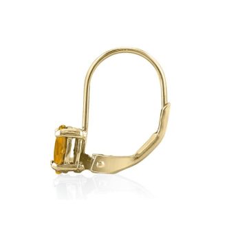 1 1/5 Carat Oval Shape Citrine Leverback Earrings In 14 Karat Yellow Gold
