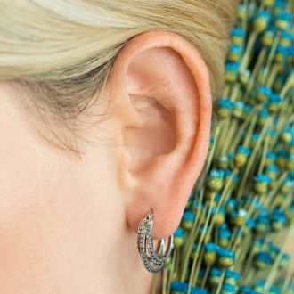 1/2 Carat Triple Moissanite Hoop Earrings In Platinum Overlay