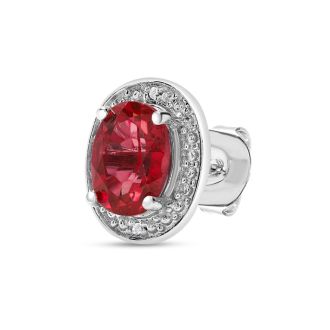 3 Carat Ruby and Diamond Halo Stud Earrings
