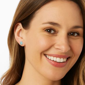 3 Carat Aquamarine and Diamond Halo Stud Earrings