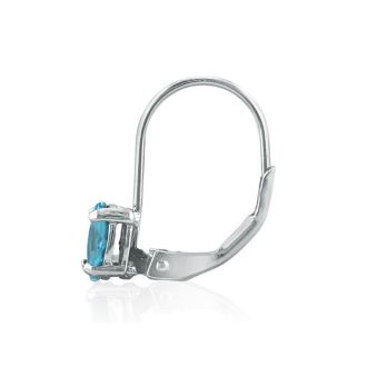 1 1/5 Carat Oval Shape Blue Topaz Leverback Earrings In 14 Karat White Gold