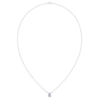 1/2 Carat Pear Shape Lab Grown Diamond Solitaire Necklace In 14 Karat White Gold