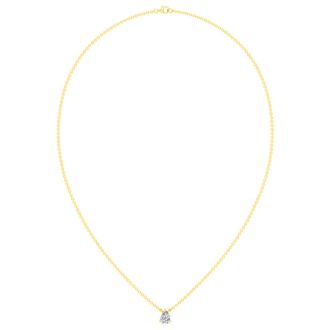 1/2 Carat Pear Shape Lab Grown Diamond Solitaire Necklace In 14K Yellow Gold Over Sterling Silver