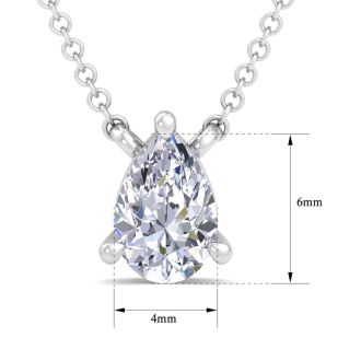 1/2 Carat Pear Shape Lab Grown Diamond Solitaire Necklace In Sterling Silver