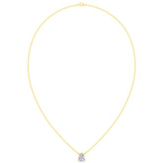 1 Carat Pear Shape Lab Grown Diamond Solitaire Necklace In 14 Karat Yellow Gold