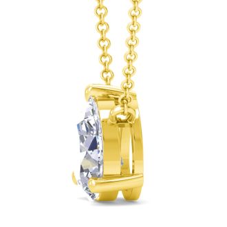 1 Carat Pear Shape Lab Grown Diamond Solitaire Necklace In 14K Yellow Gold Over Sterling Silver