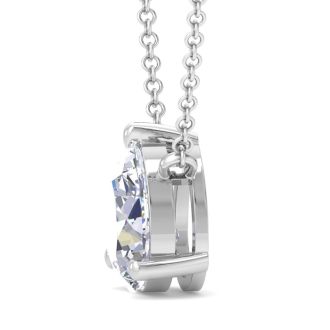 1 Carat Pear Shape Lab Grown Diamond Solitaire Necklace In Sterling Silver