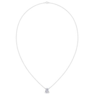 1 Carat Pear Shape Lab Grown Diamond Solitaire Necklace In Sterling Silver