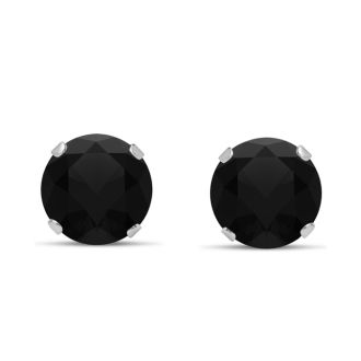 1 Carat Black Moissanite Stud Earrings In White Gold
