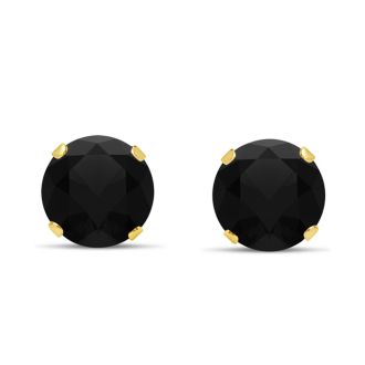 1 Carat Black Moissanite Stud Earrings In Yellow Gold