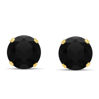 2 Carat Black Moissanite Stud Earrings In Yellow Gold