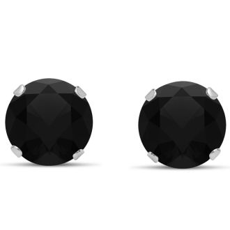 4 Carat Black Moissanite Stud Earrings In White Gold
