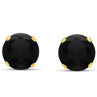 4 Carat Black Moissanite Stud Earrings In Yellow Gold