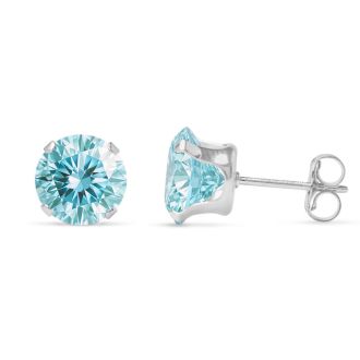 2 Carat Blue Moissanite Stud Earrings In White Gold