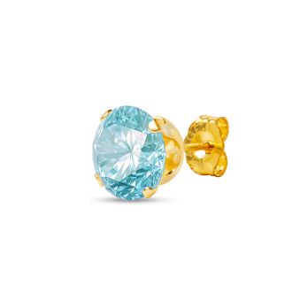 4 Carat Blue Moissanite Stud Earrings In Yellow Gold