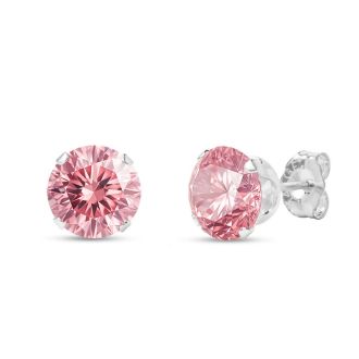 1 Carat Pink Moissanite Stud Earrings In White Gold