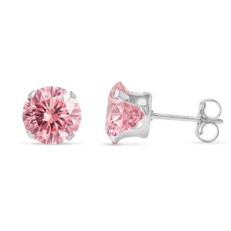 1 Carat Pink Moissanite Stud Earrings In White Gold