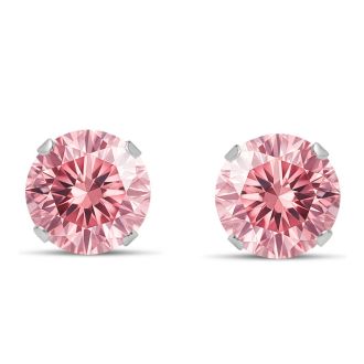 2 Carat Pink Moissanite Stud Earrings In White Gold