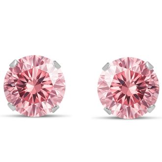 4 Carat Pink Moissanite Stud Earrings In White Gold