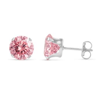 4 Carat Pink Moissanite Stud Earrings In White Gold