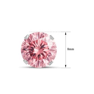 4 Carat Pink Moissanite Stud Earrings In White Gold