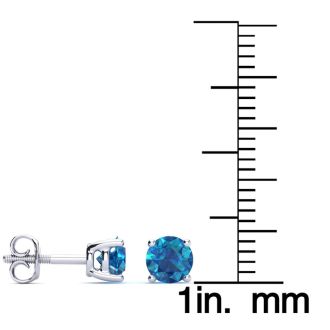 Estate Jewelry 3/4 Carat Blue Diamond Stud Earrings In 14 Karat White Gold