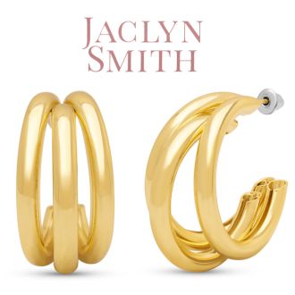 Jaclyn Smith Gold Triple Hoop Earrings, 1 Inch