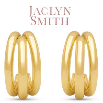 Jaclyn Smith Gold Triple Hoop Earrings, 1 Inch