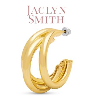 Jaclyn Smith Gold Triple Hoop Earrings, 1 Inch