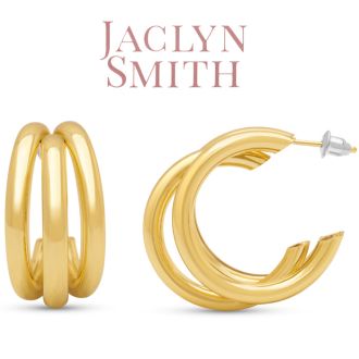 Jaclyn Smith Gold Triple Hoop Earrings, 1 Inch