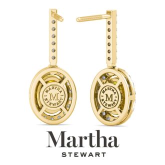 Martha Stewart 2 1/2 Carat Oval Shape Fancy Yellow Lab Grown Diamond Drop Earrings In 14 Karat Yellow Gold