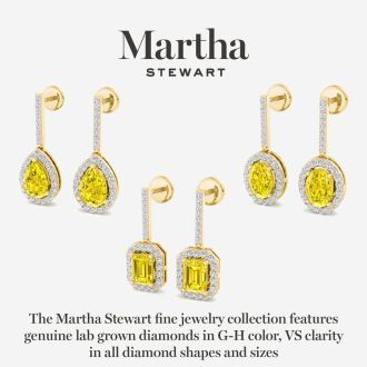 Martha Stewart 2 1/2 Carat Oval Shape Fancy Yellow Lab Grown Diamond Drop Earrings In 14 Karat Yellow Gold