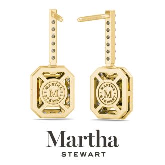 Martha Stewart 2 1/2 Carat Emerald Cut Fancy Yellow Lab Grown Diamond Drop Earrings In 14 Karat Yellow Gold