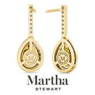 Martha Stewart 2 1/2 Carat Pear Shape Fancy Yellow Lab Grown Diamond Drop Earrings In 14 Karat Yellow Gold