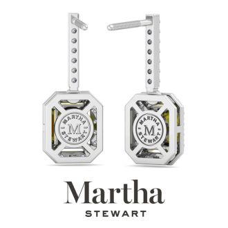 Martha Stewart 2 1/2 Carat Emerald Cut Fancy Yellow Lab Grown Diamond Drop Earrings In Sterling Silver